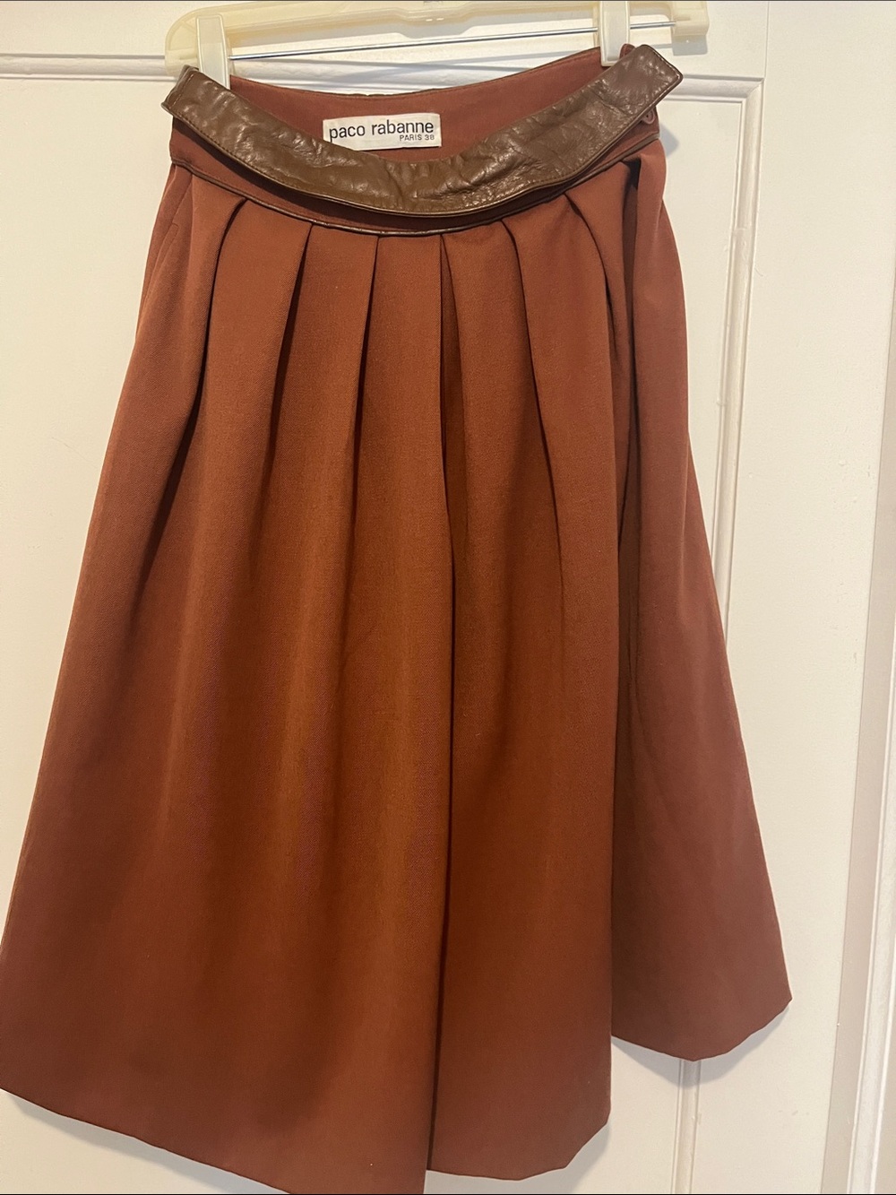 Paco Rabanne Brown Culottes with Leather-Trim Waistband